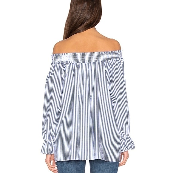 J.O.A. Off The Shoulder Stripe Top on Blue… - Picture 3 of 9